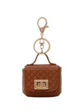 Purse Charm, Mini Embossed Clutch Terra Cota